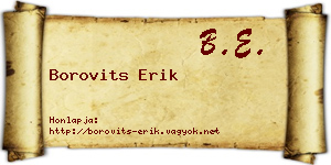 Borovits Erik névjegykártya